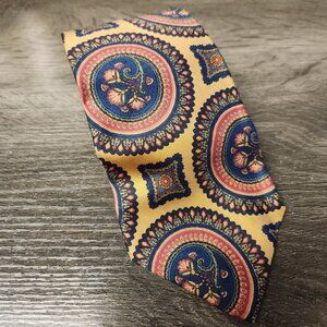 Vintage Italian Hand Sewn Silk USA Made Paisley Talbots Classic Designer Necktie